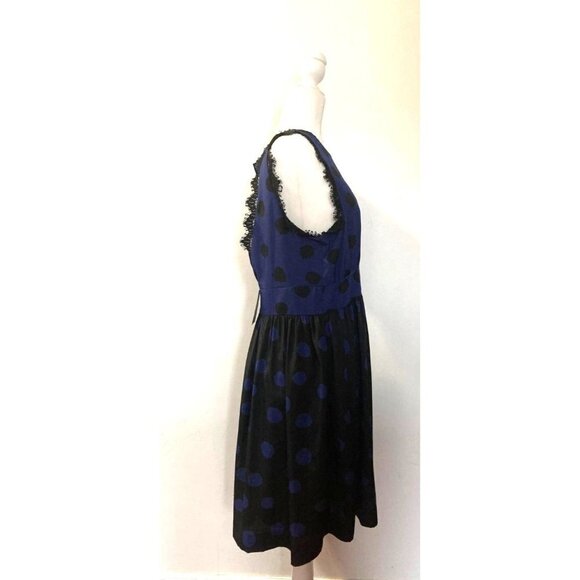 NWT Corey Lynn Calter Anthropologie Split Dots in Blue Black Polka Dot Open Back - Picture 4 of 6
